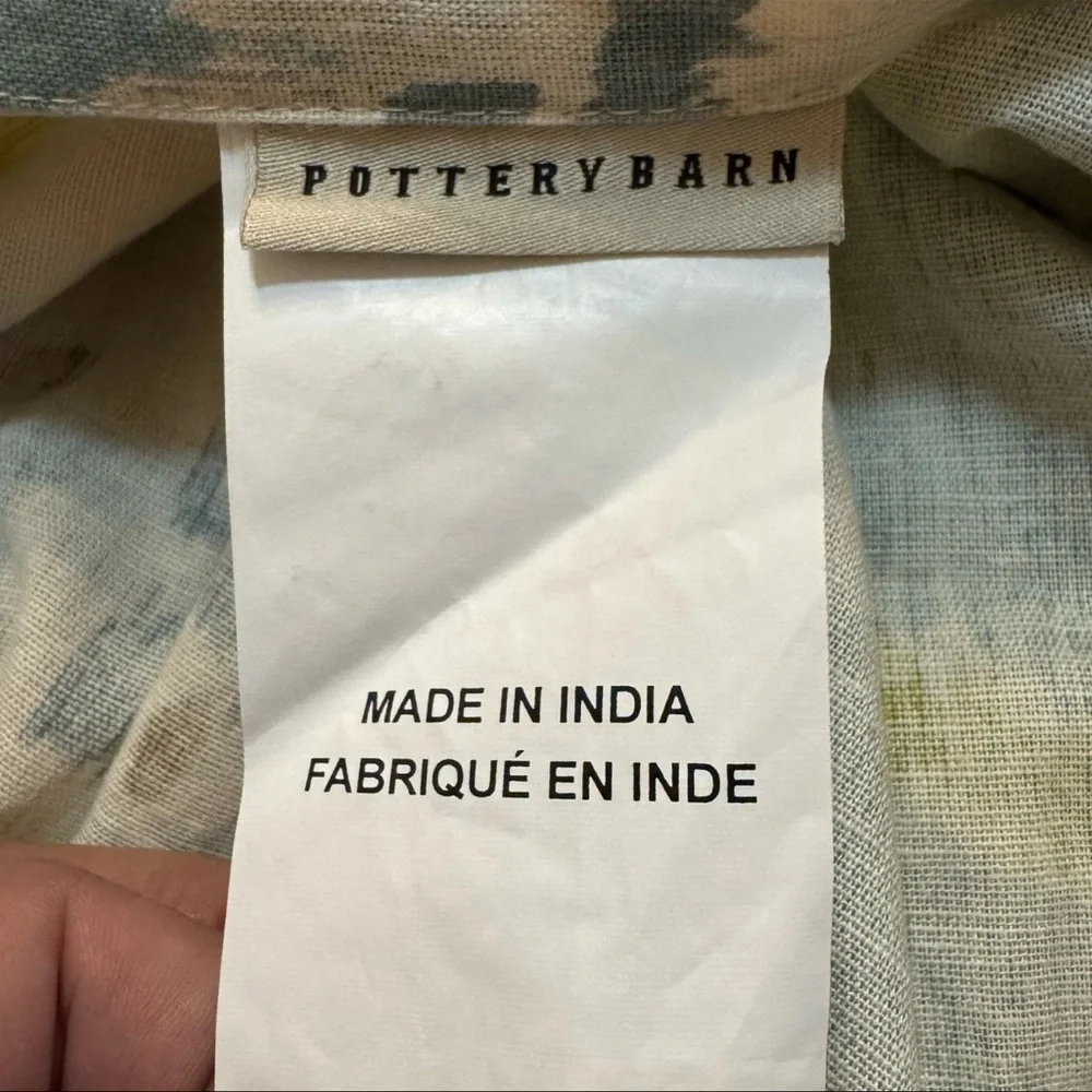 POTTERY BARN Pillow Shams Set of 2 Standard Size Joyce Ikat Cotton Linen Cases
